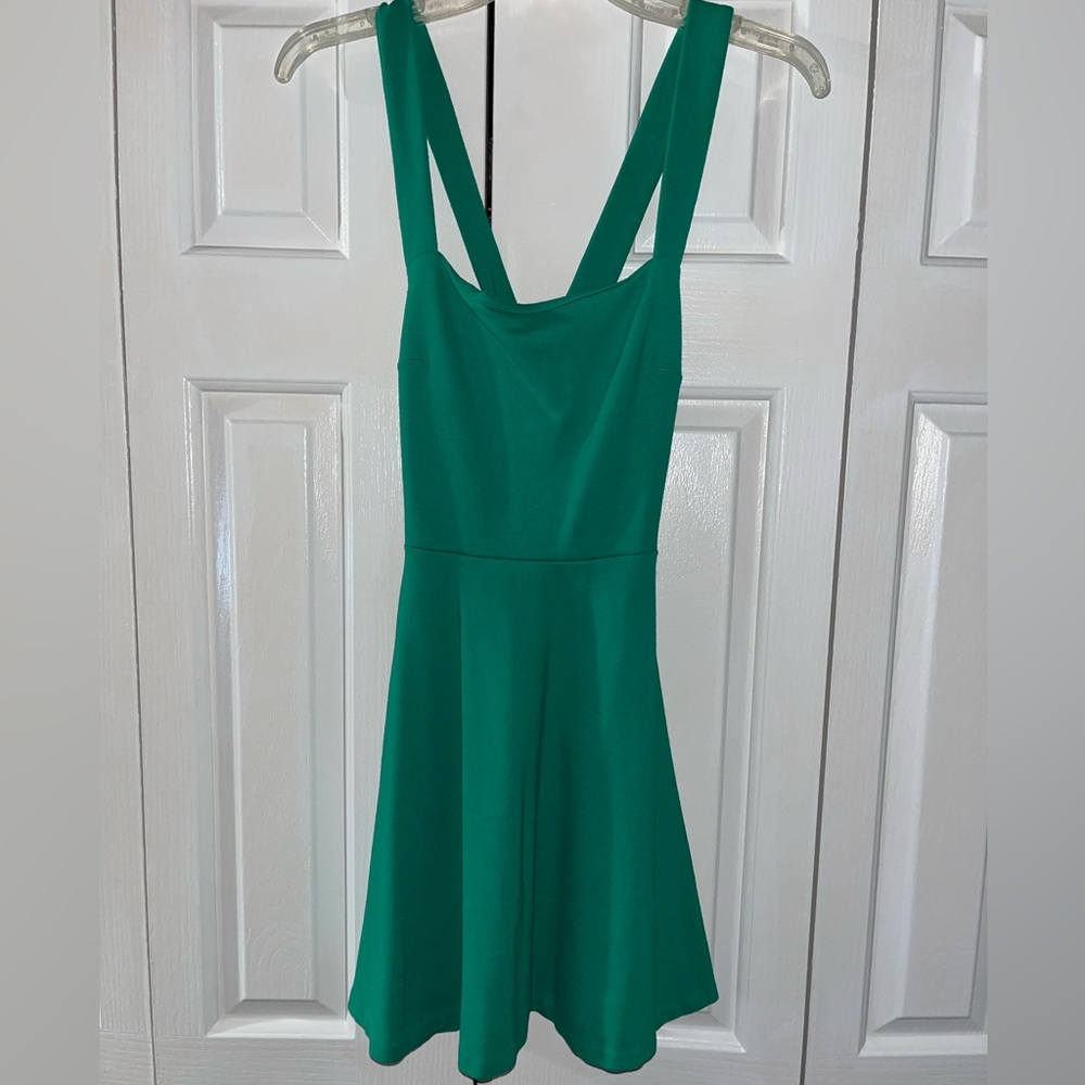 Zara Woman Emerald Green Cross Back Mini Dress - size small